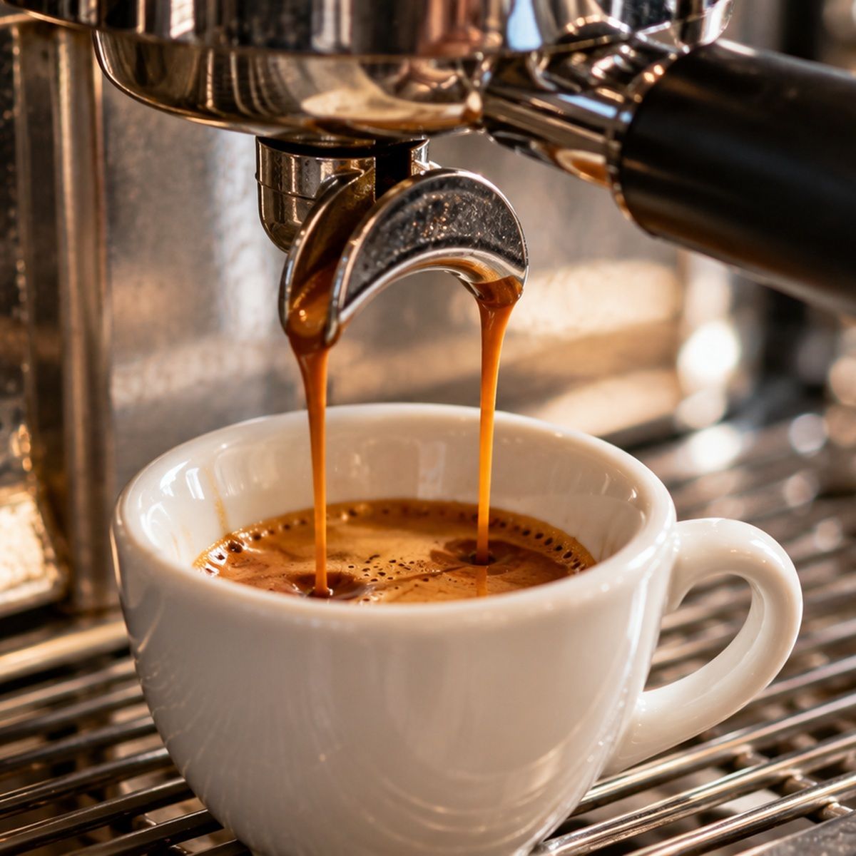 Espresso saliendo de la máquina de café
